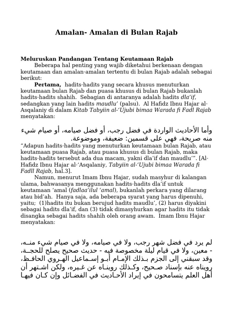 Keutamaan dan Amalan Bulan Rajab | PDF