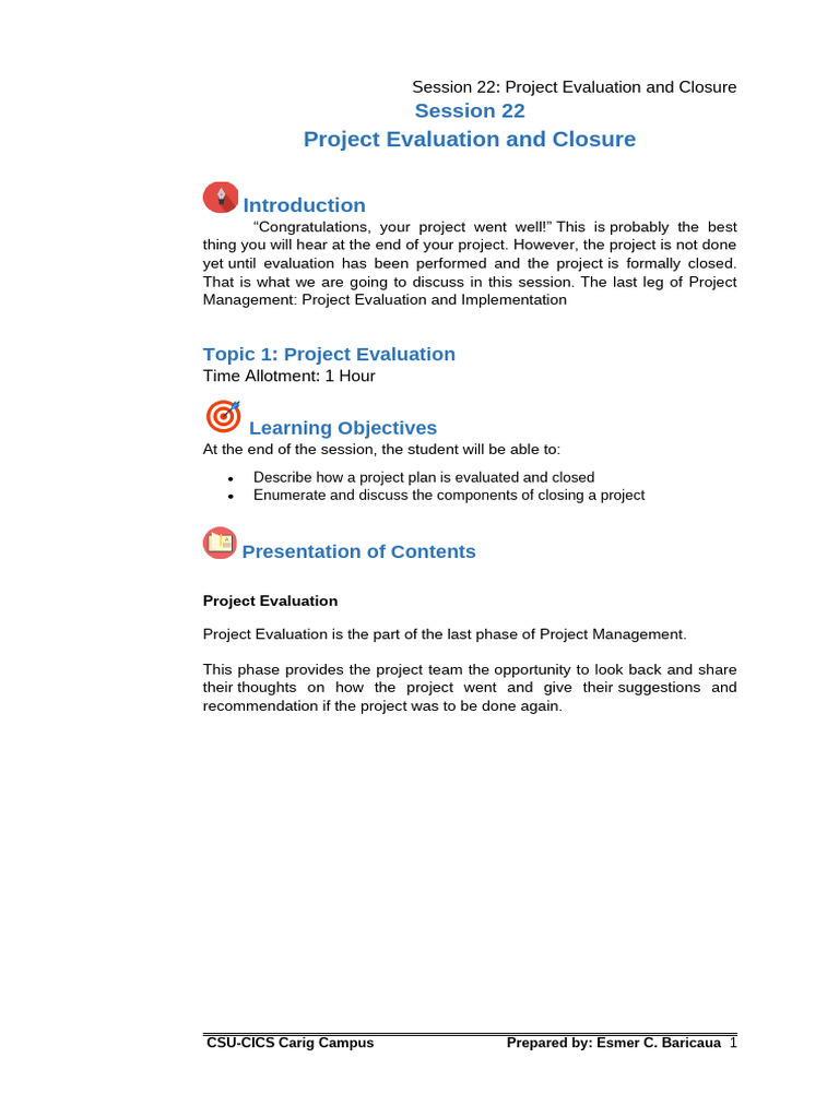 Project Evaluation and Closure Guide | PDF