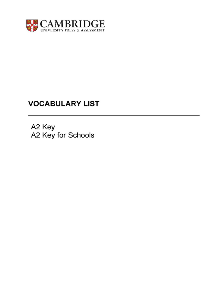 Cambridge A2 Key Vocabulary List