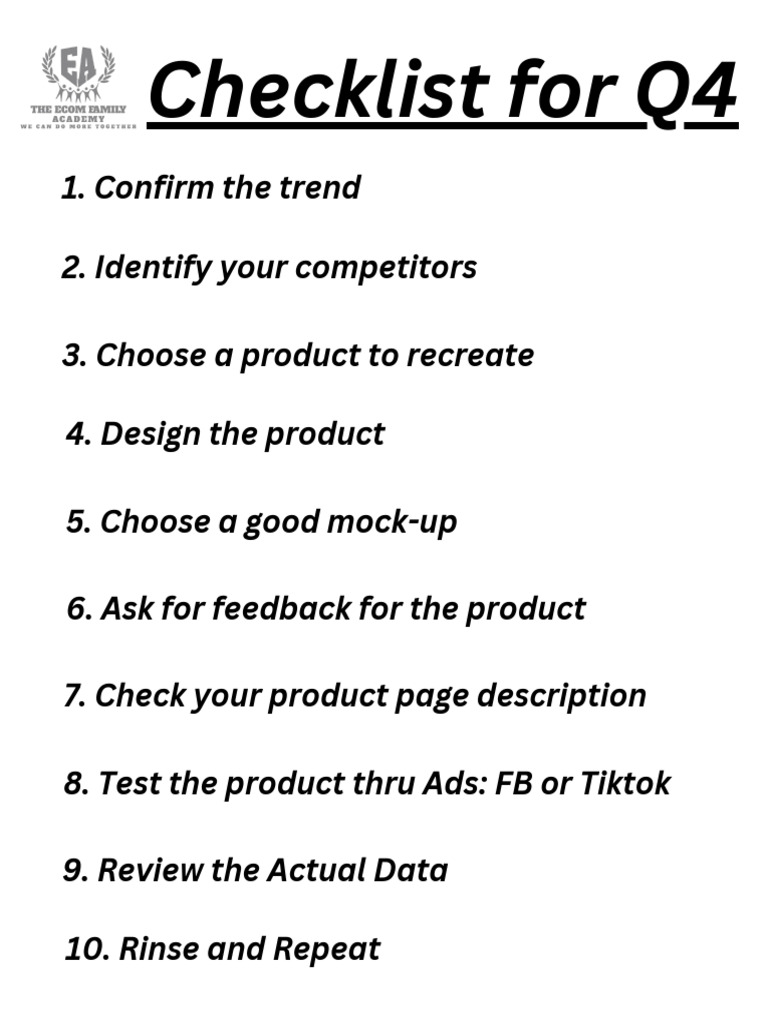 Checklist for Product | PDF