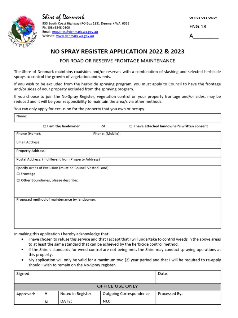 2022 No Spray Application Form | PDF | Herbicide | Weed