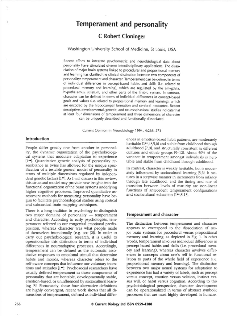 Temperament And Personality Pdf