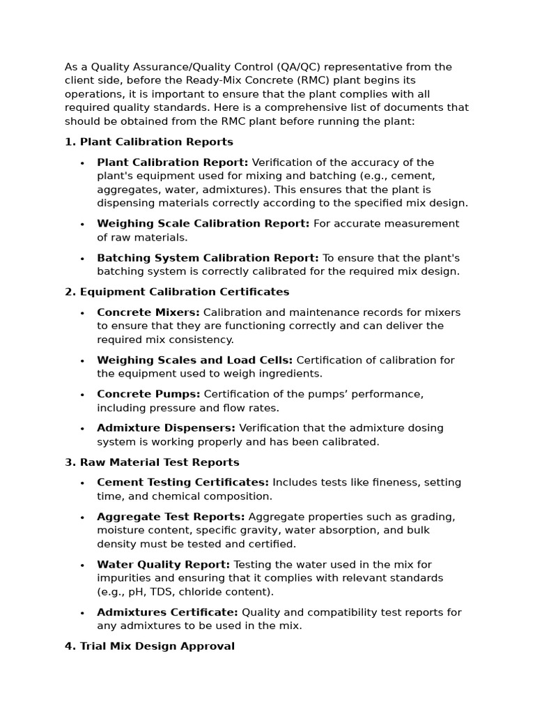 RMC_QA-QC_Checks | PDF | Concrete | Calibration