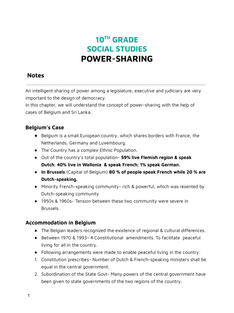 Power Sharing in Belgium and Sri Lanka | PDF | Belgium | Tamils