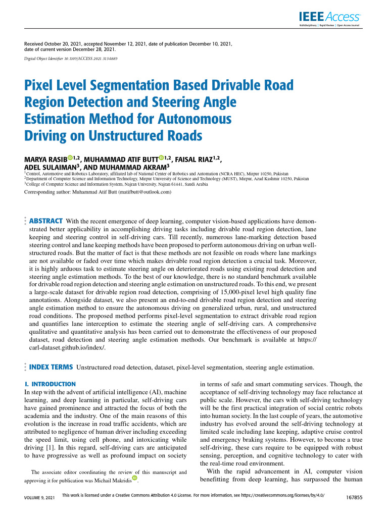 Pixel Level Segmentation Based Drivable Road Region Detection and ...
