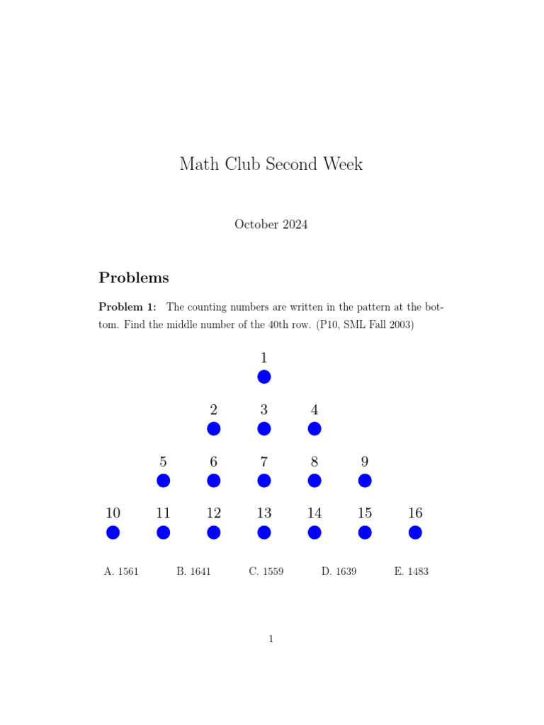 Math Club Problems Week Two 2024 | PDF | Function (Mathematics) | Circle