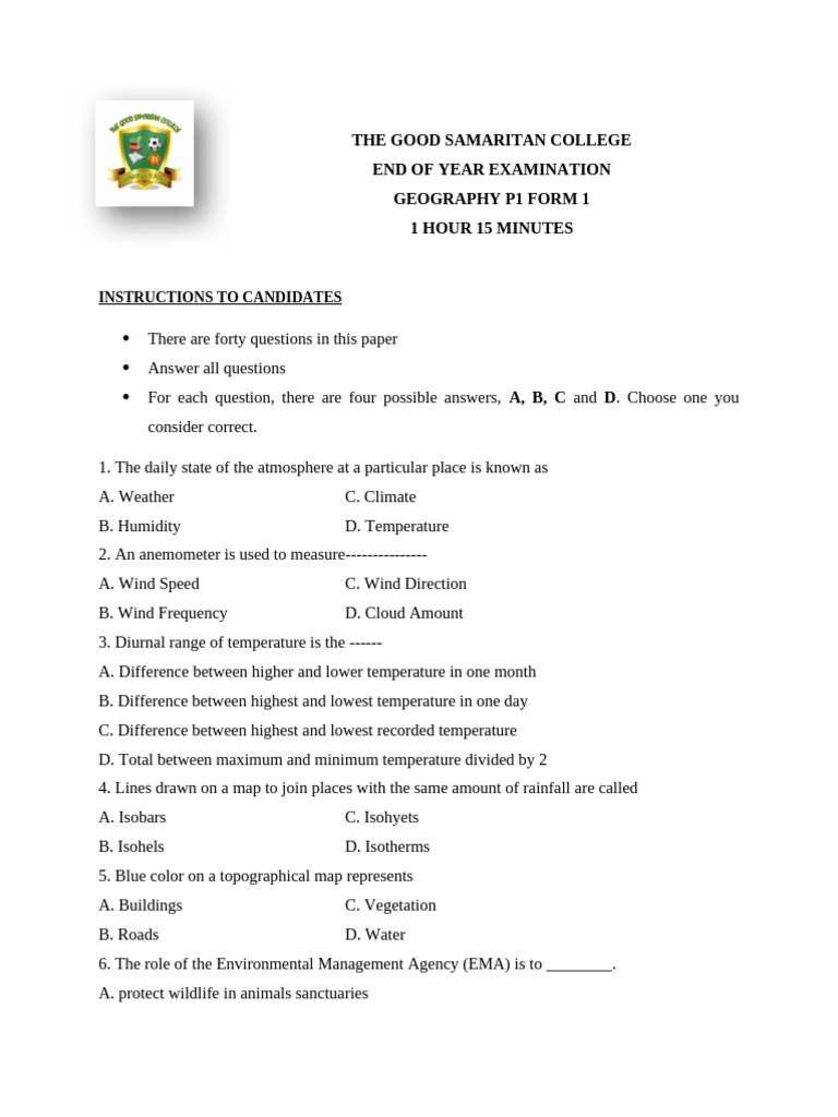 Geo F1 P1 Pdf Agriculture Wound