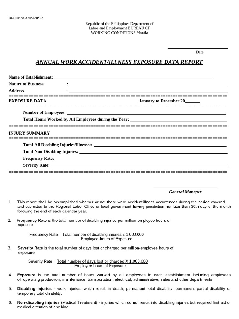 Annual Work Accident Report | PDF | Employment | Labor