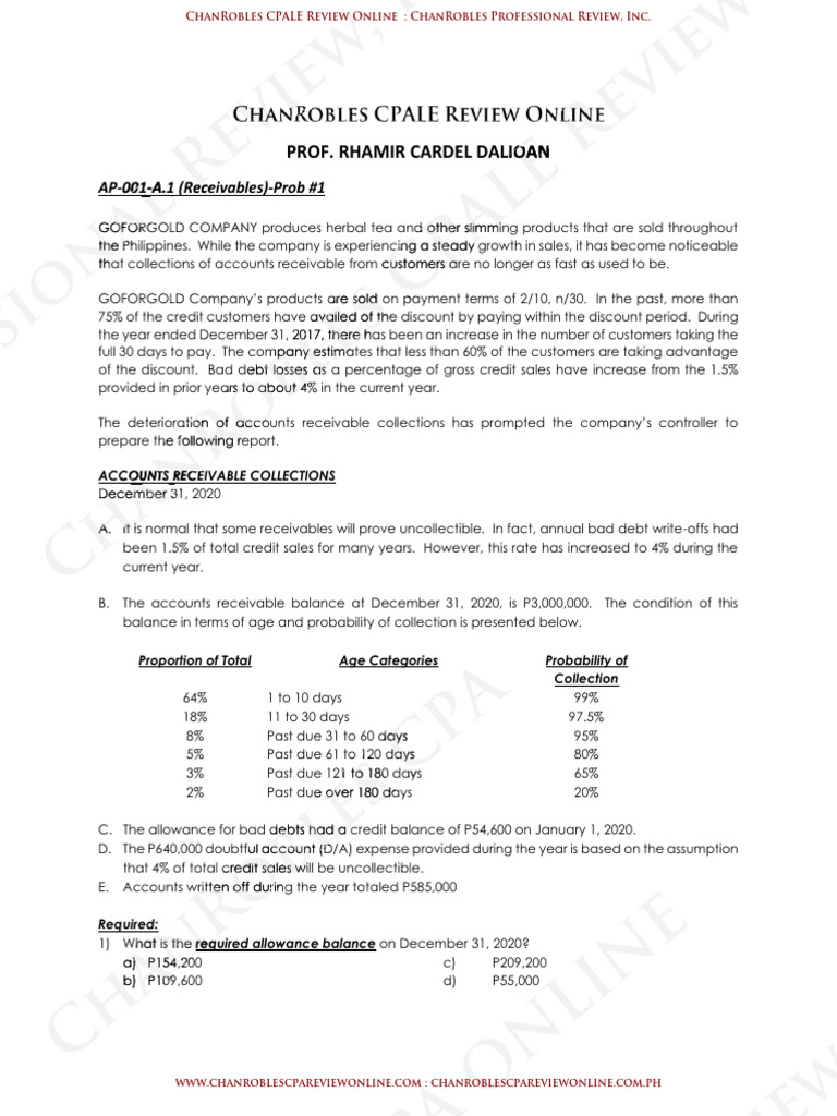 Accounts Receivable Analysis for GOFORGOLD | PDF | Financial Accounting ...