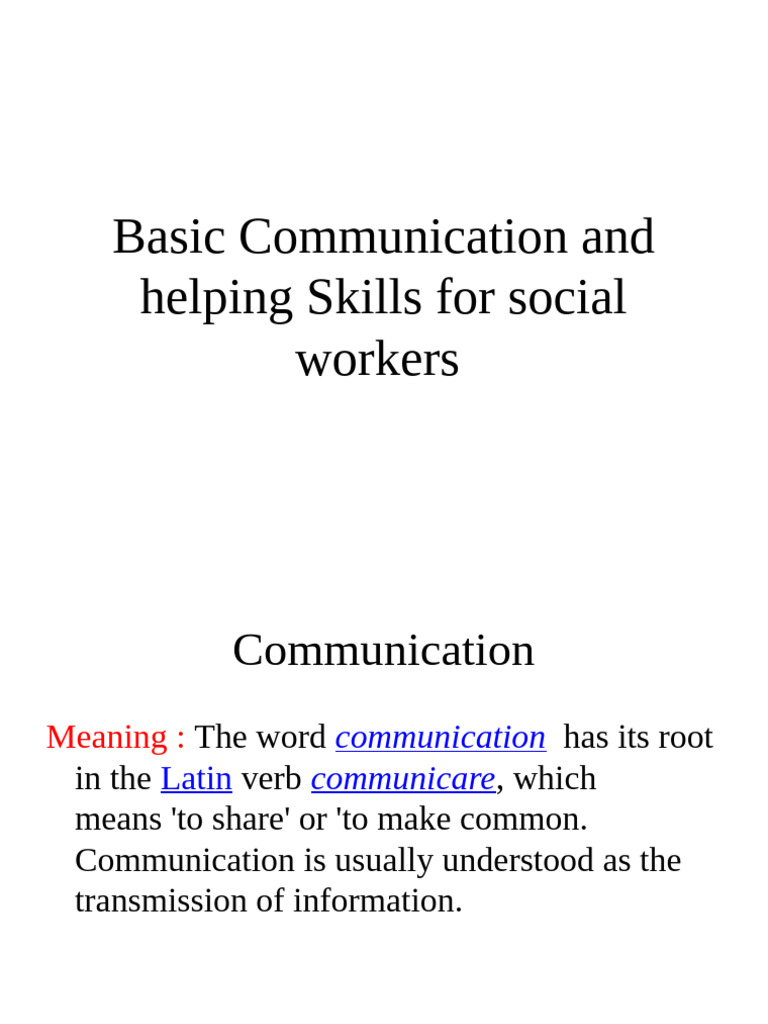 Essential Communication Skills for Social Workers | PDF | Nonverbal ...