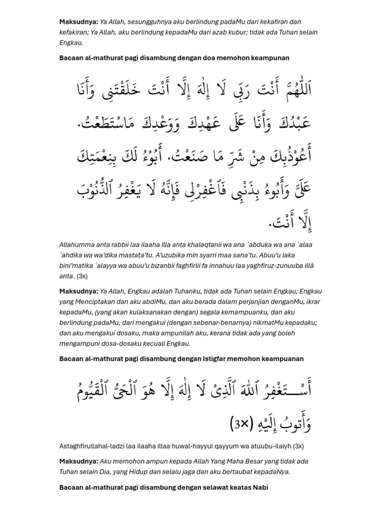 Doa Pagi: Al-Mathurat dan Istigfar | PDF