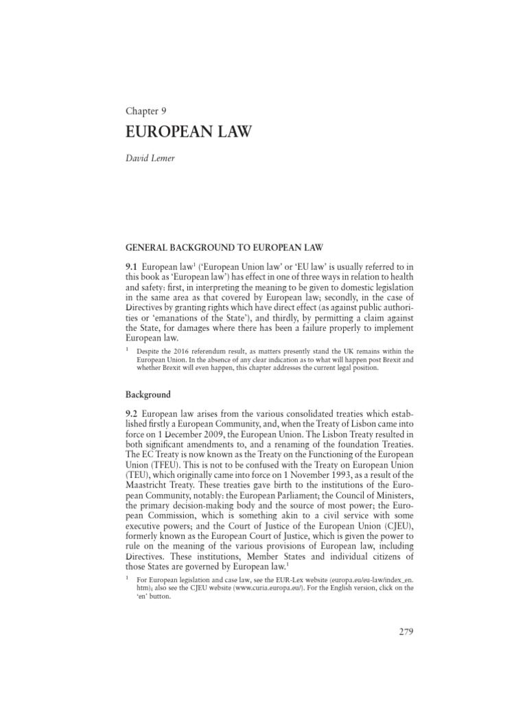 Overview of European Law and Health Safety | PDF | European Union Law ...