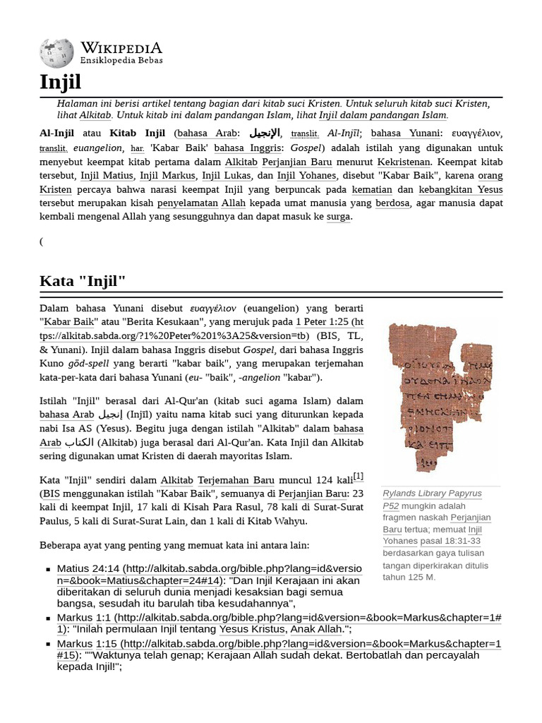 Arti dan Sejarah Injil dalam Alkitab | PDF