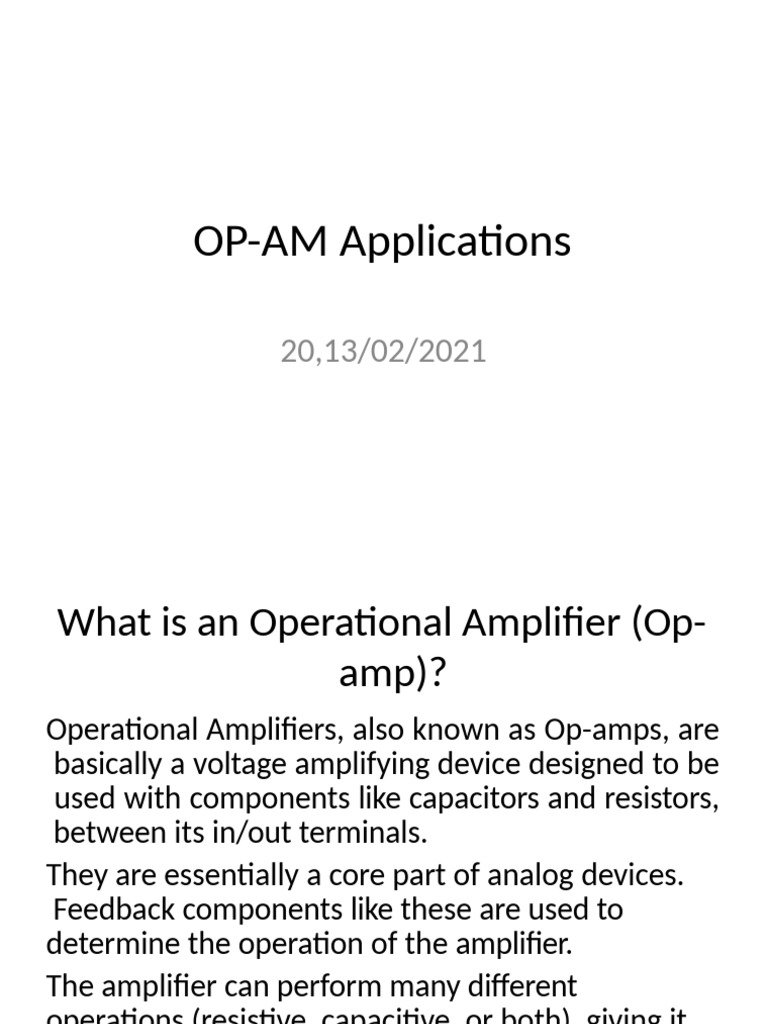 OP AmP Aplications | PDF | Operational Amplifier | Amplifier