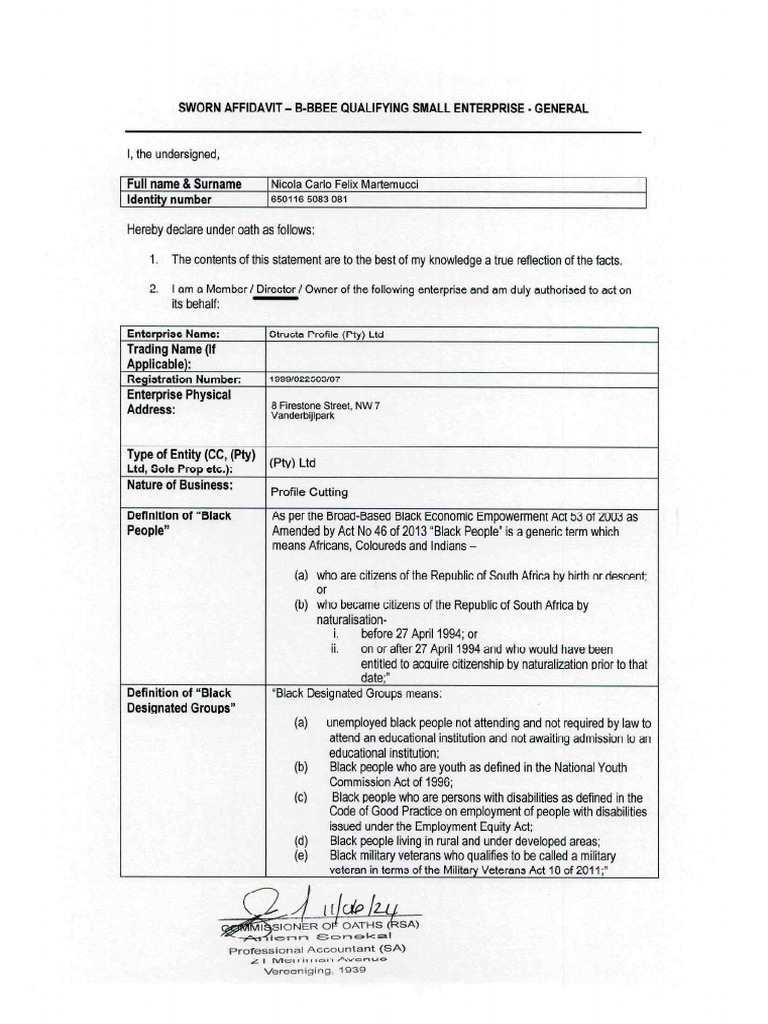 Structa Profile - Affidavit-QSE-Gen - 02 07 24 | PDF