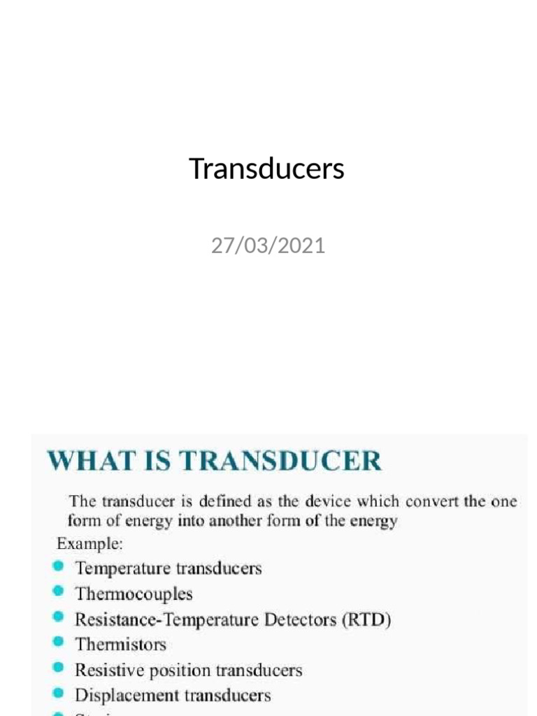Understanding Transducers: Types & Functions | PDF | Thermocouple ...