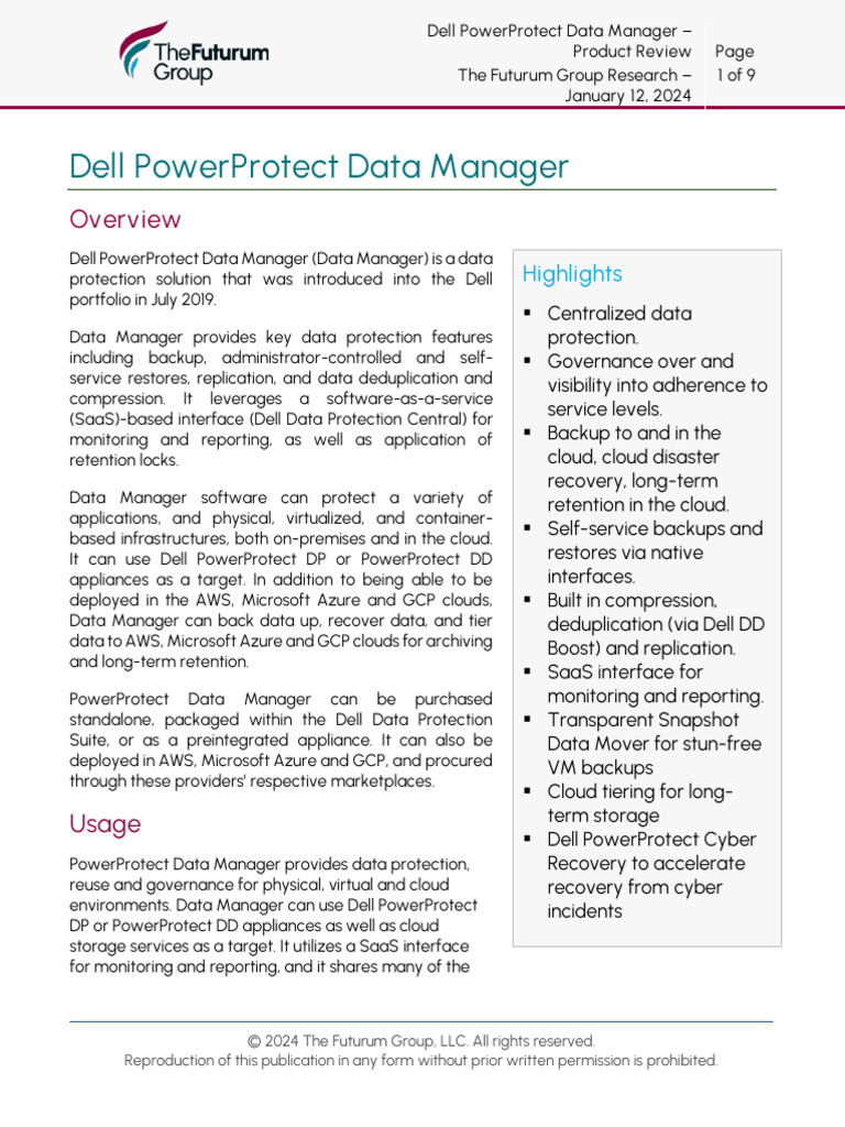 Dell PowerProtect Data Manager | PDF | Cloud Computing | Backup