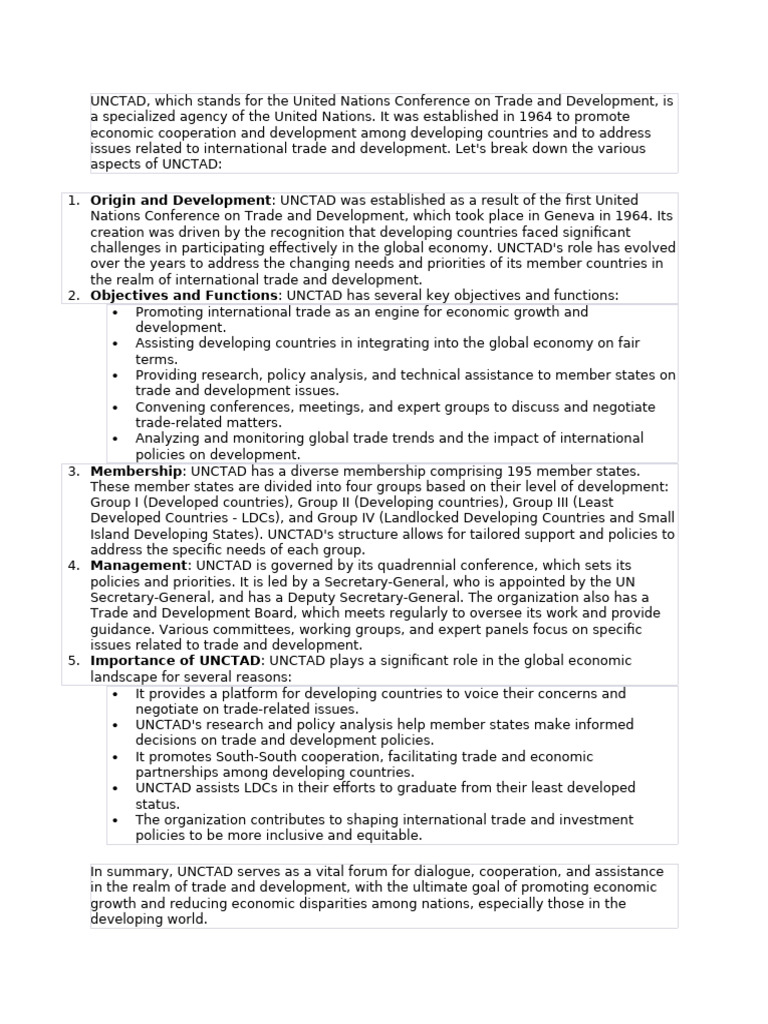 UNCTAD | PDF | United Nations Conference On Trade And Development ...