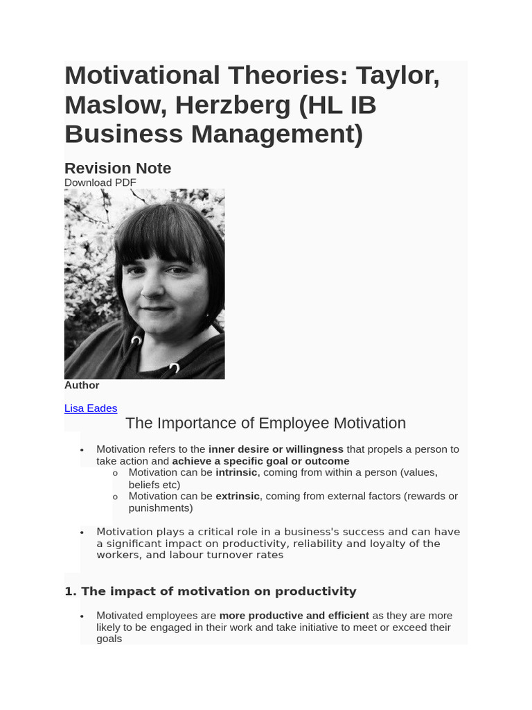 Motivational Theories Pdf Motivational Motivation