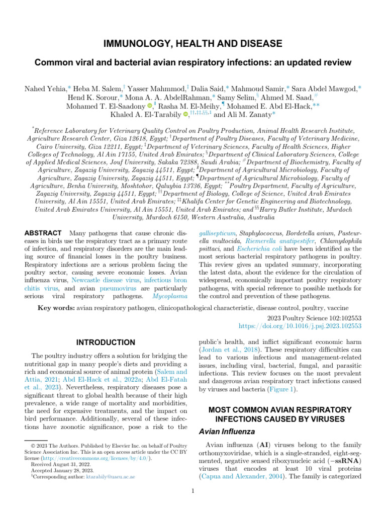 1 s2.0 S0032579123000779 Main | PDF | Influenza | Influenza A Virus ...