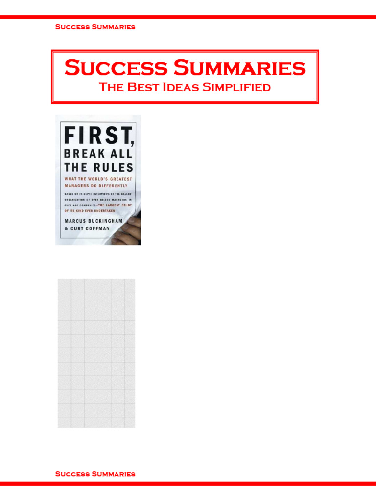 First Break All the Rules Summary | PDF | Employment | Employee Retention
