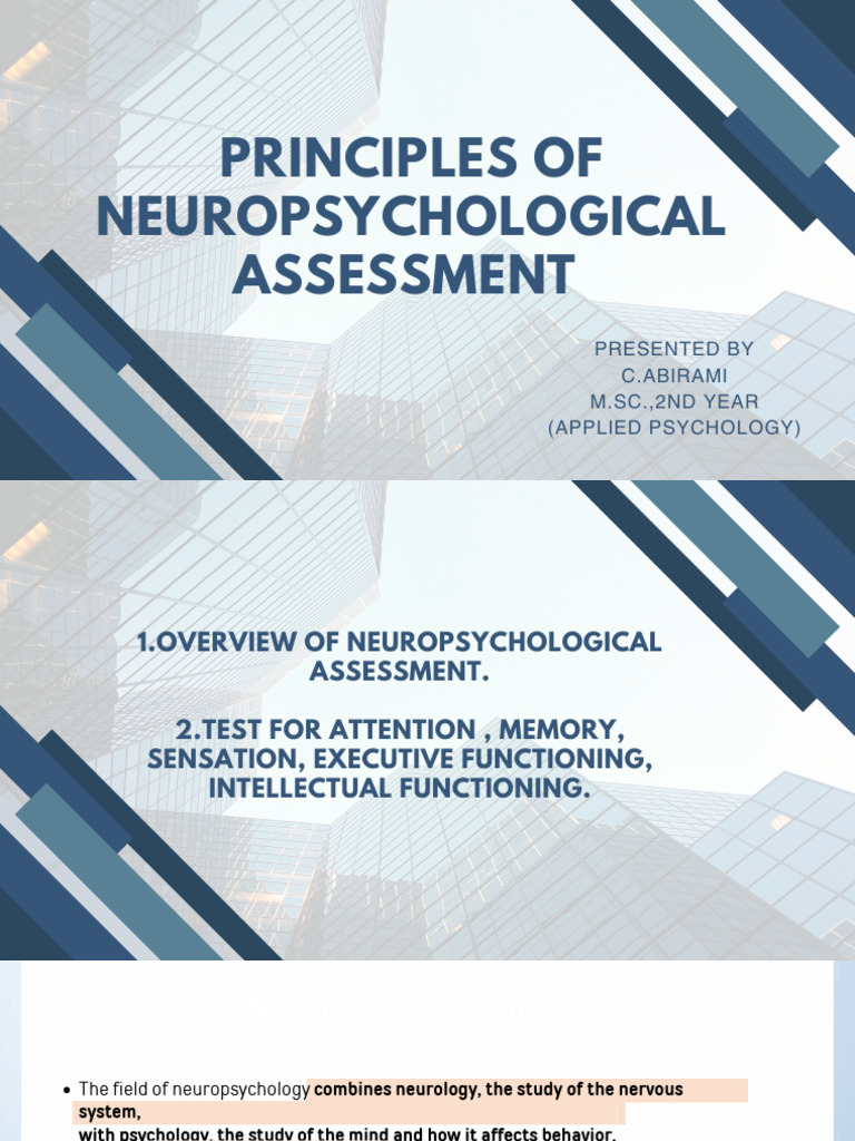Neuropsychological Assessment Overview | PDF | Neuropsychology ...