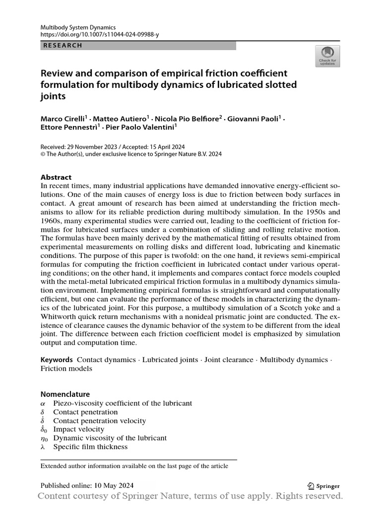 Review and Comparison of Empirical Friction Coeffi | PDF | Friction | Force