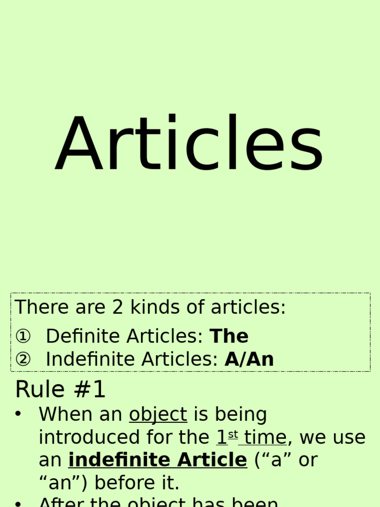 Understanding Definite and Indefinite Articles | PDF