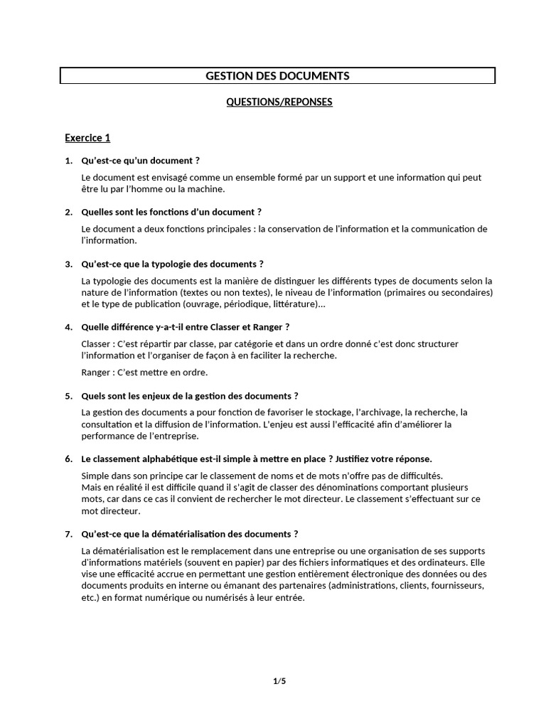 Gestion des Documents : Concepts Clés | PDF | Document | Informations