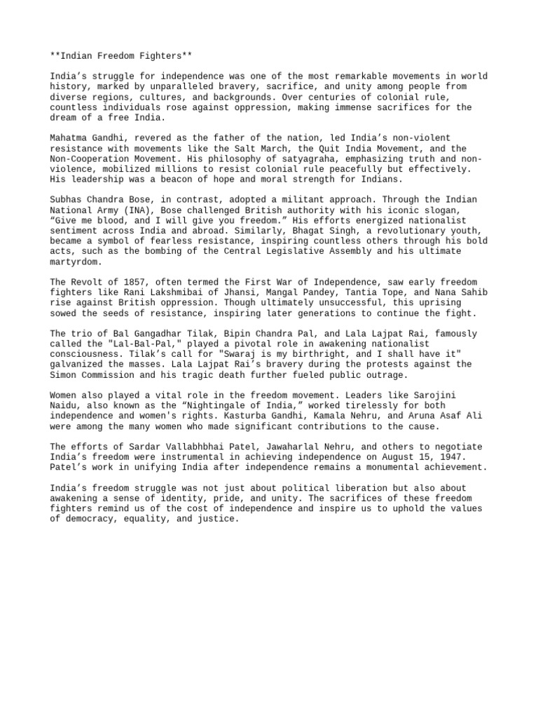 freedom fighters | PDF | Indian Independence Movement | British India