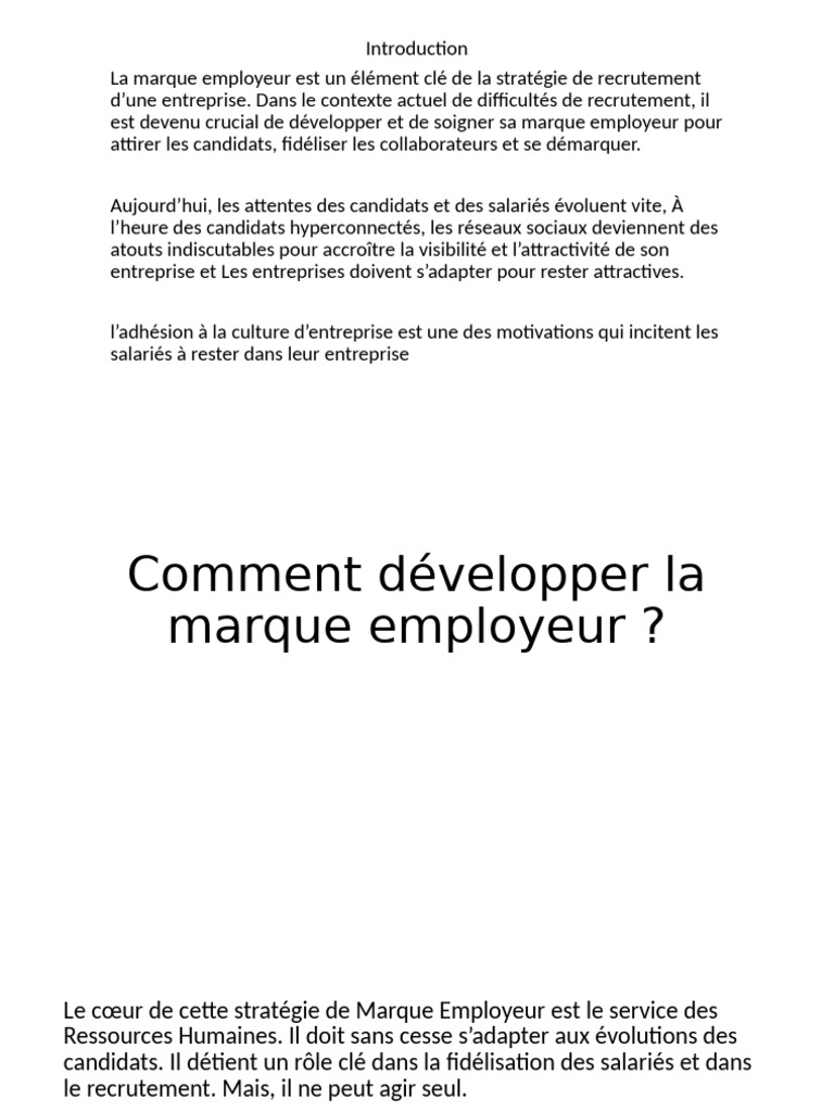 Stratégies pour renforcer la marque employeur | PDF | Gestion des ...