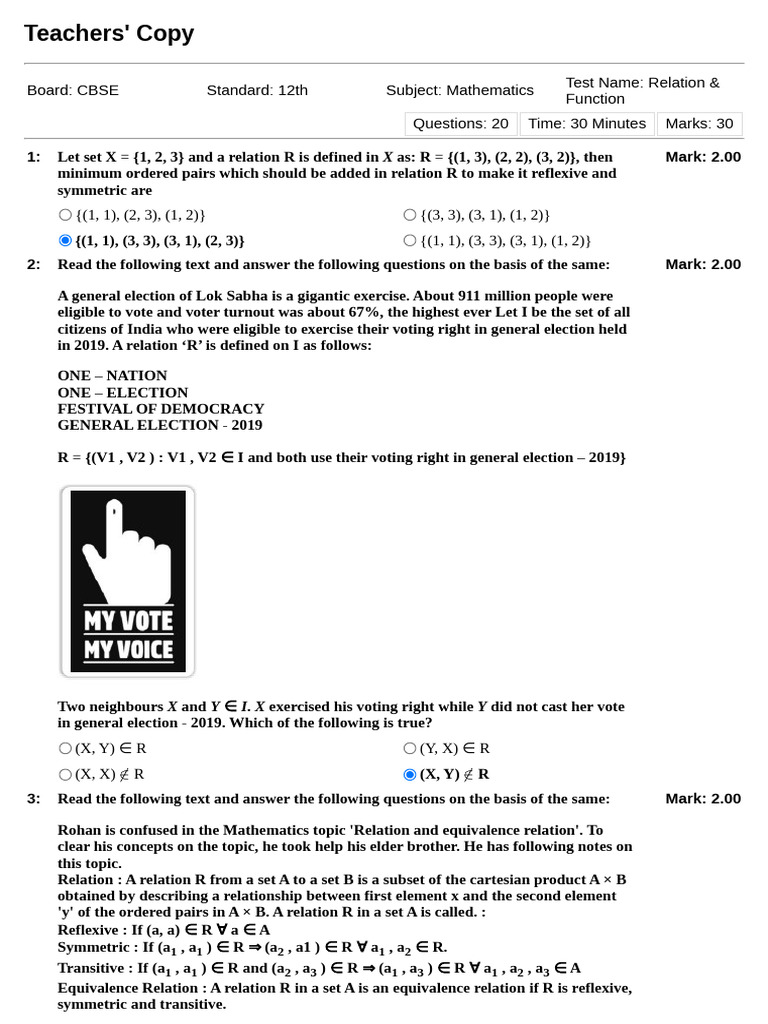Teachers-Copy 5163 57553 | PDF | Elections | Function (Mathematics)