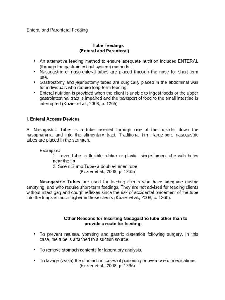 Enteral and Parenteral Feeding Methods | PDF | Clinical Medicine ...