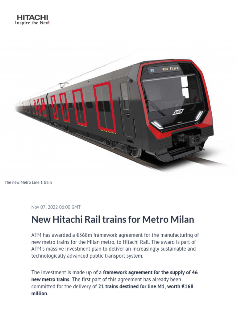 New Hitachi Trains for Milan Metro Line 1 | PDF | Rail Transport | Train