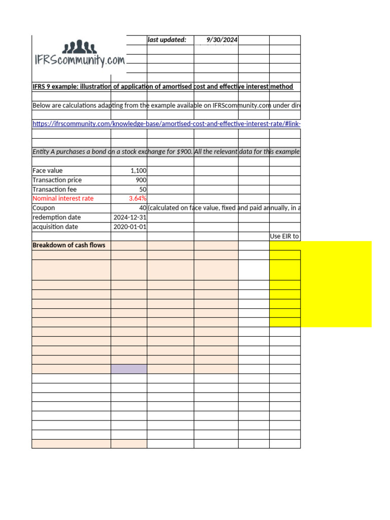 IFRS 9: Amortised Cost & EIR Example | PDF | Bonds (Finance) | Interest