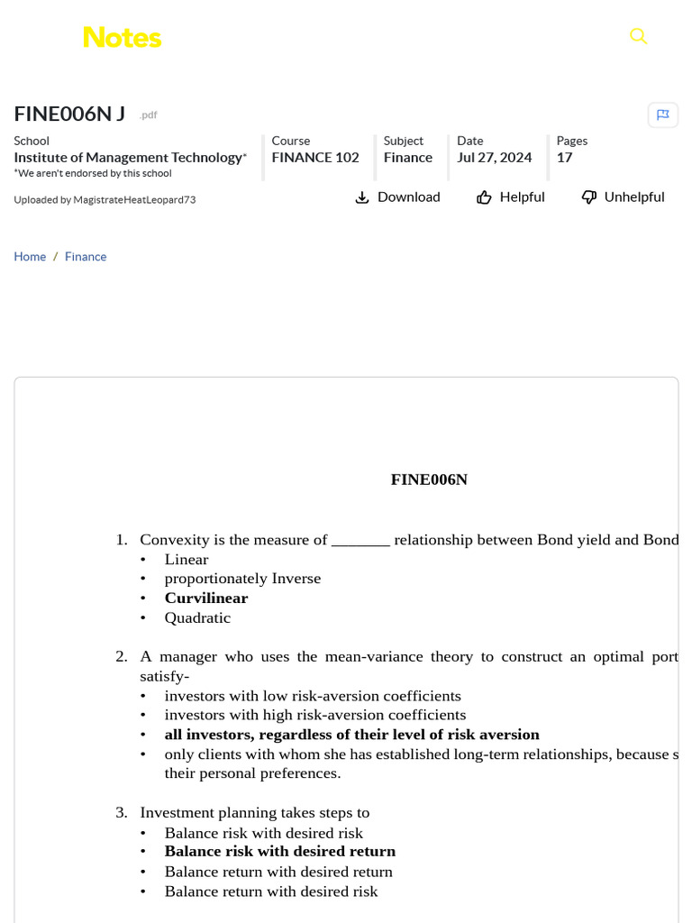 FINE006N J (PDF) - CliffsNotes | PDF | Investing | Bonds (Finance)