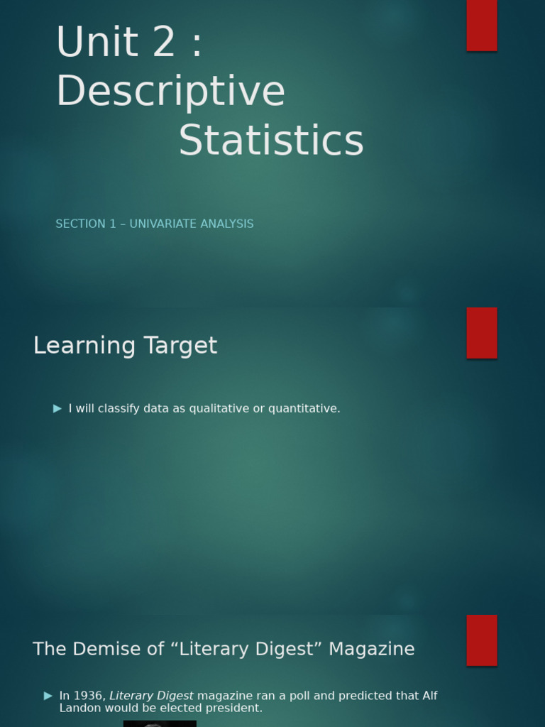 Univariate Analysis in Descriptive Statistics | PDF | Opinion Poll ...