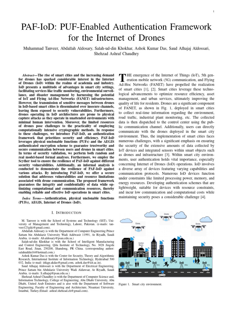 PAF-IoD: Secure Drone Authentication Framework | PDF | Security ...