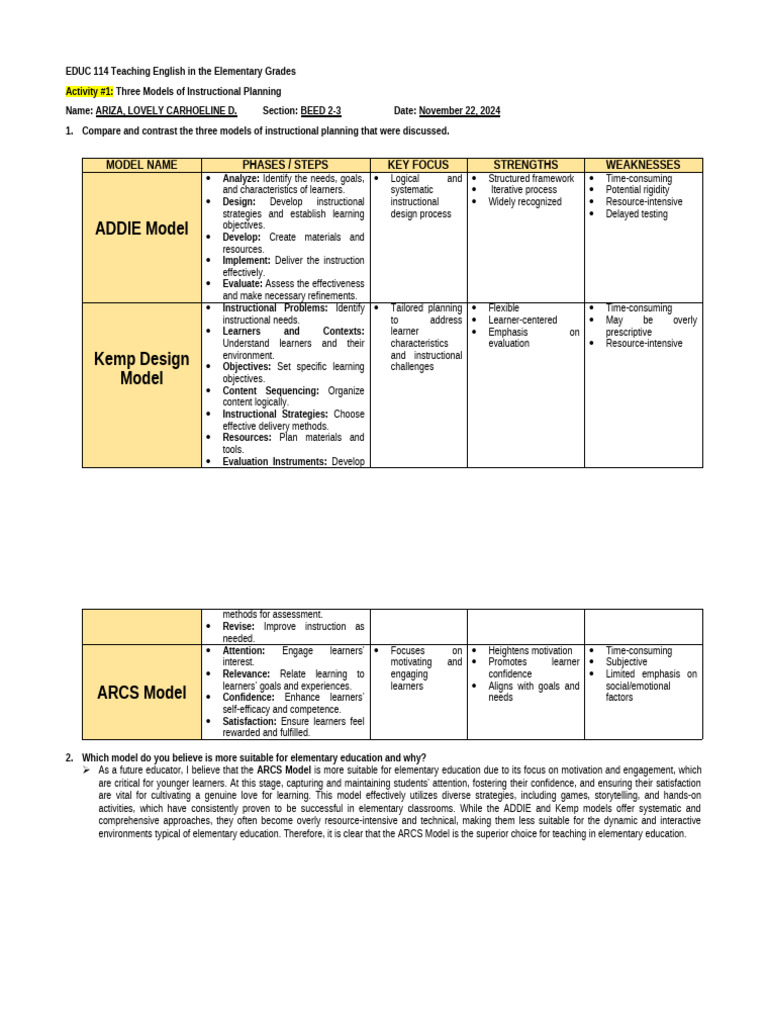 Activity 1 2 Pdf Differentiated Instruction Learning