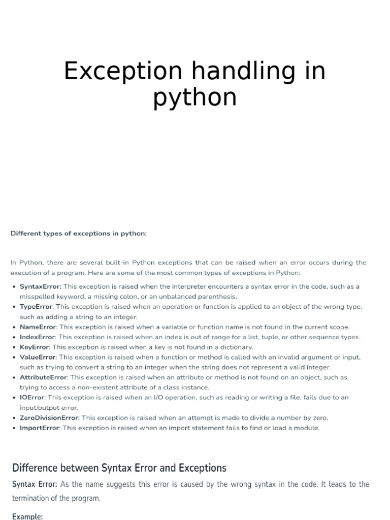 Python Exception Handling | PDF