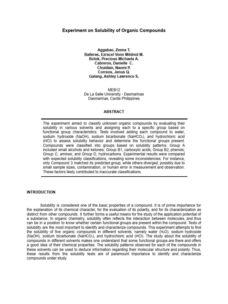 G2 Solubility Sci Paper | PDF | Solubility | Chemical Polarity