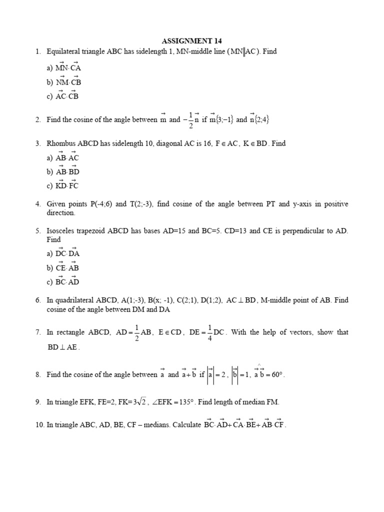 Worksheet Vectors | PDF