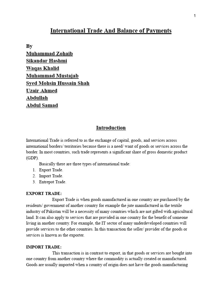 International Trade and Balance of Payments | PDF | Balance Of Trade ...