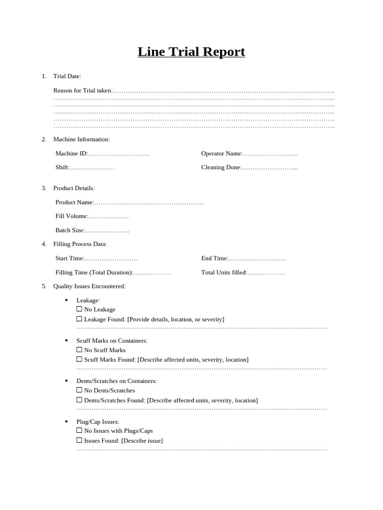 Line Trial Report | PDF