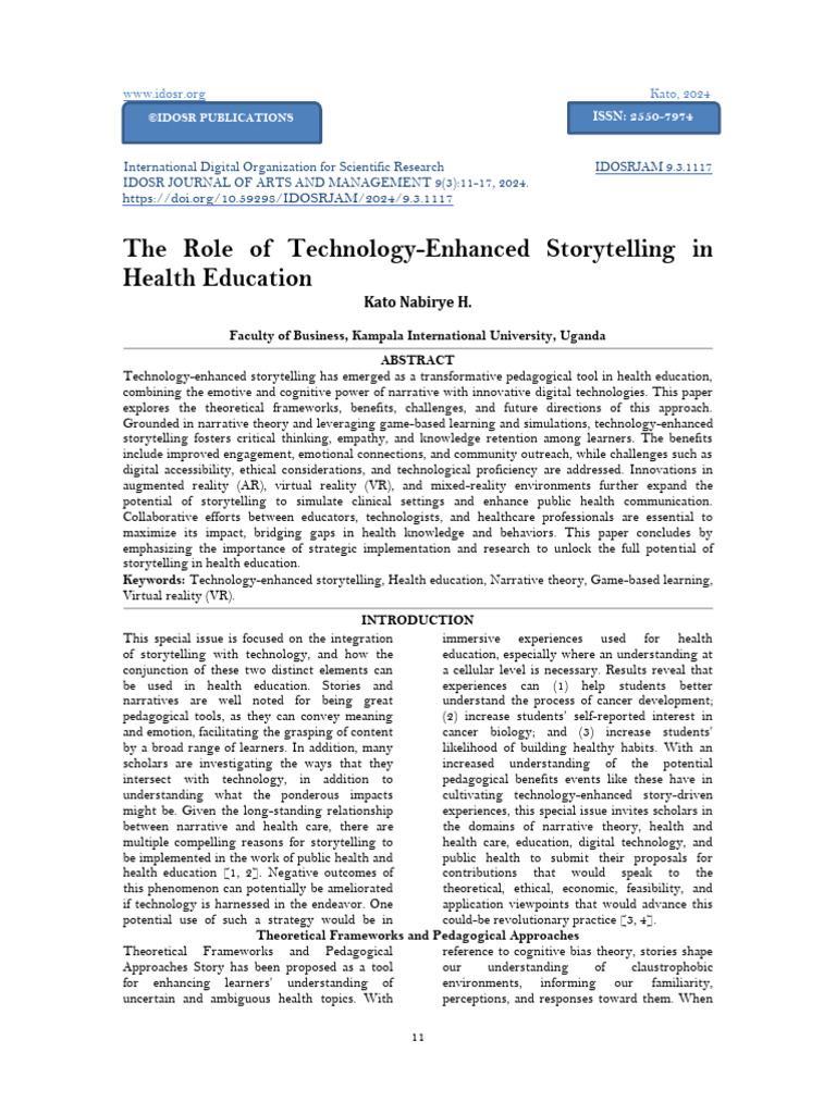The Role of Technology-Enhanced Storytelling in Health Education (WWW ...