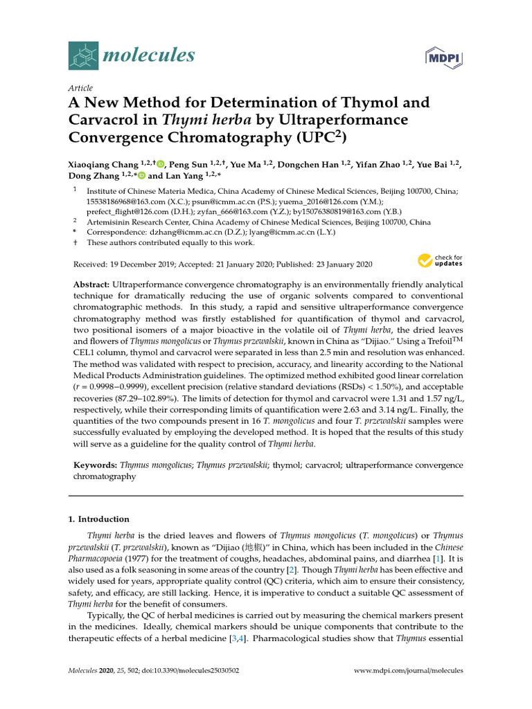 A New Method For Determination of Thymol and | PDF | Chromatography ...