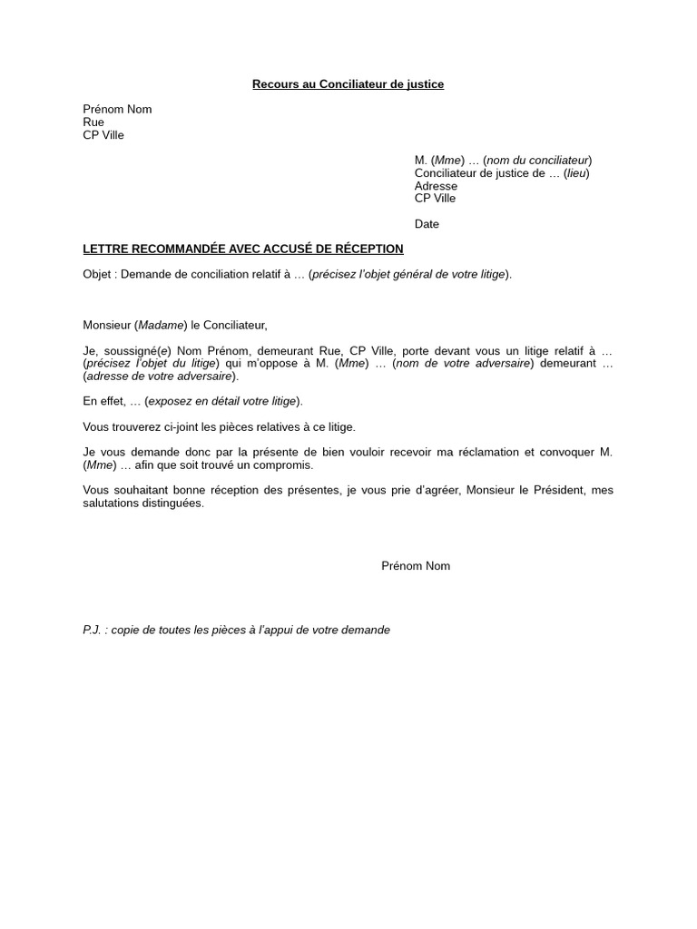 Demande de Conciliation de Justice | PDF