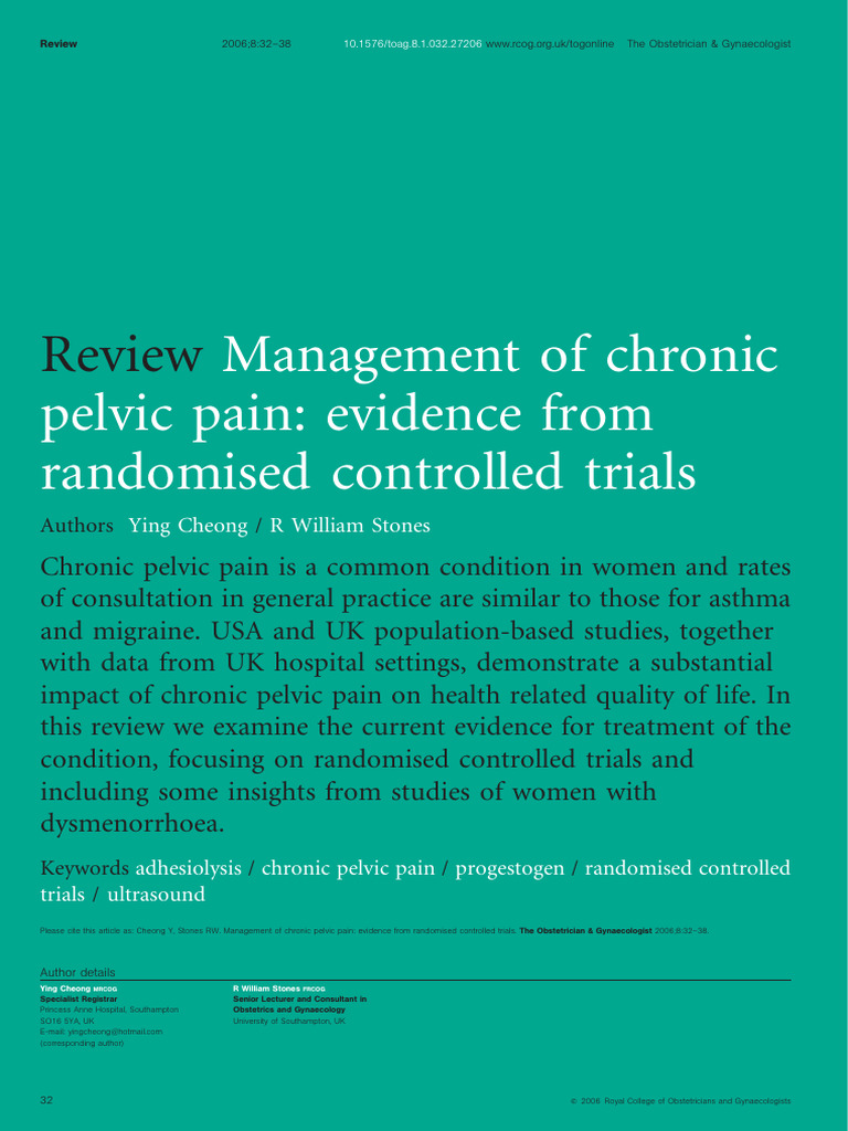 Management of Chronic Pelvic Pain Evidence From Randomised Controlled ...