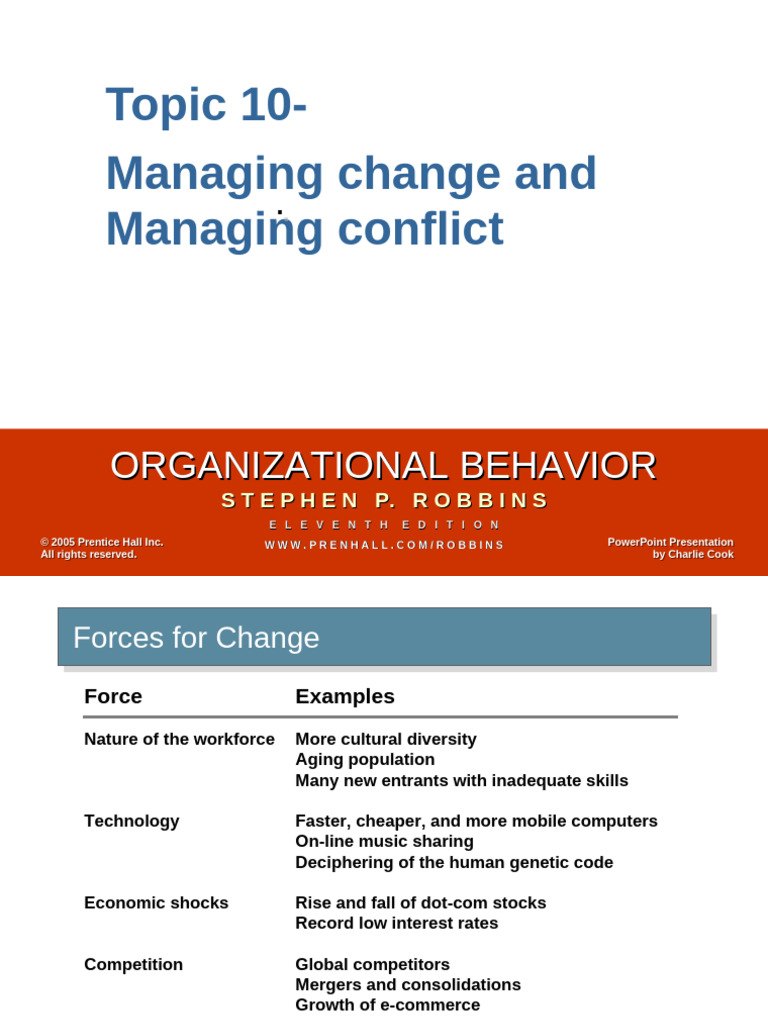 Topic - Managing Change & Managing Conflict | PDF | Negotiation ...