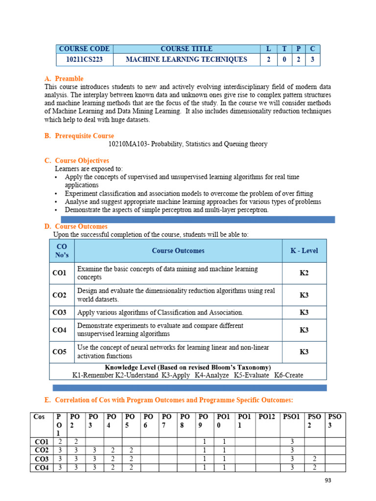 MLT Syllabus | PDF | Machine Learning | Cluster Analysis